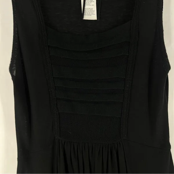 Lunn‎ by Lilith Black Lightweight Cotton Dress Mesh Trim Fit & Flare Pockets - Image 4