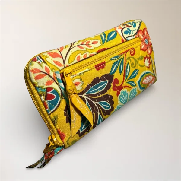 Vera‎ Bradley Floral Quilted Zip Around Wallet Yellow Cotton Boho Wristlet - Image 3
