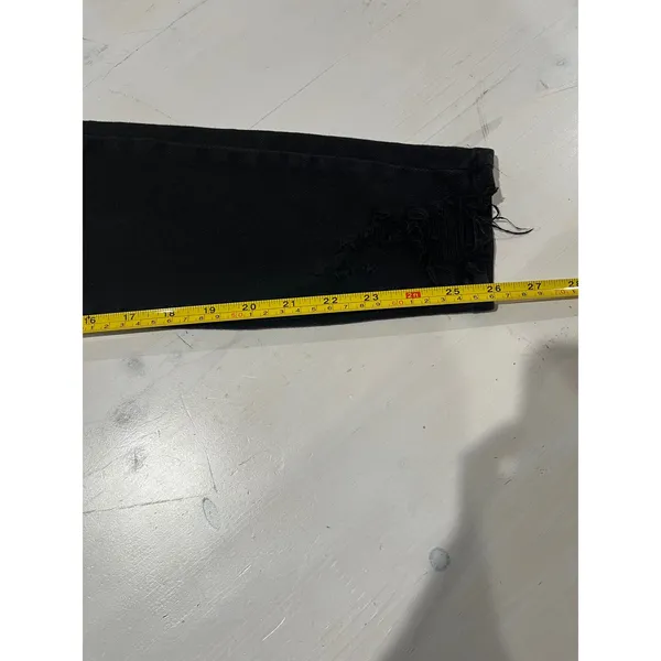 Just Black Denim Jeans Women's Size 27‎ Black Distressed Hem High Rise Skinny - Image 4