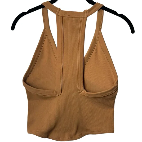NWT FP Movement by Free People All Clear V-Neck Ribbed Tank‎ Brown/Tan XL - Image 6