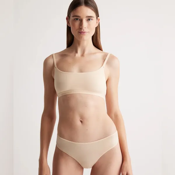 NWOT Quince Beige Light Nude Second Skin Scoop Neck Bralette (2-Pack) Sz XS - Image 2