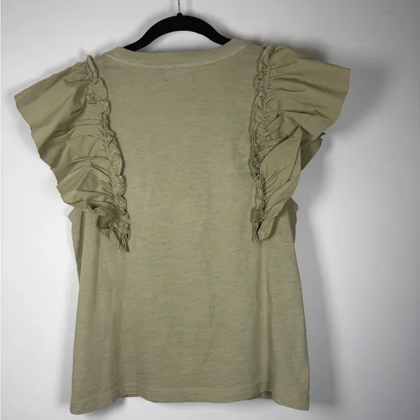 Aviator Nation Nation Ltd Para Boxy Tee Moss Ruffle Small Coquette Romantic Feminine Demure - Image 10