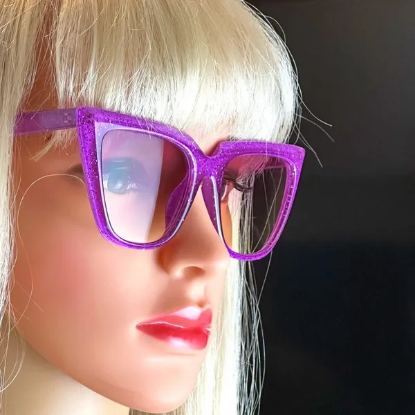Candy Color Glittering Cat Eye Sunglasses - Pretty Purple - Image 4