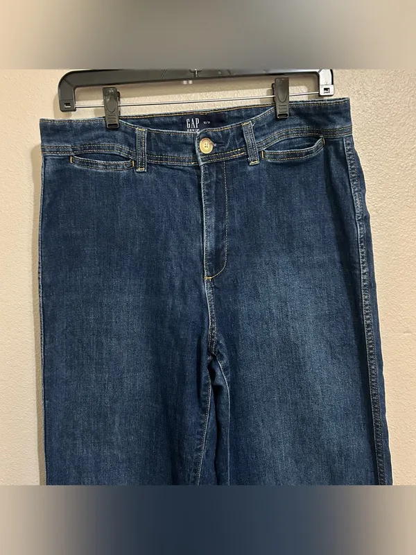 GAP Dark Wash High Rise Wide Leg Cropped Denim Jeans Women’s Size 12 / 31 - Image 4