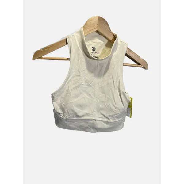 All in Motion Sports‎ Bra Women S Cream White Mock Neck Cutout Yoga Activewear - Image 3