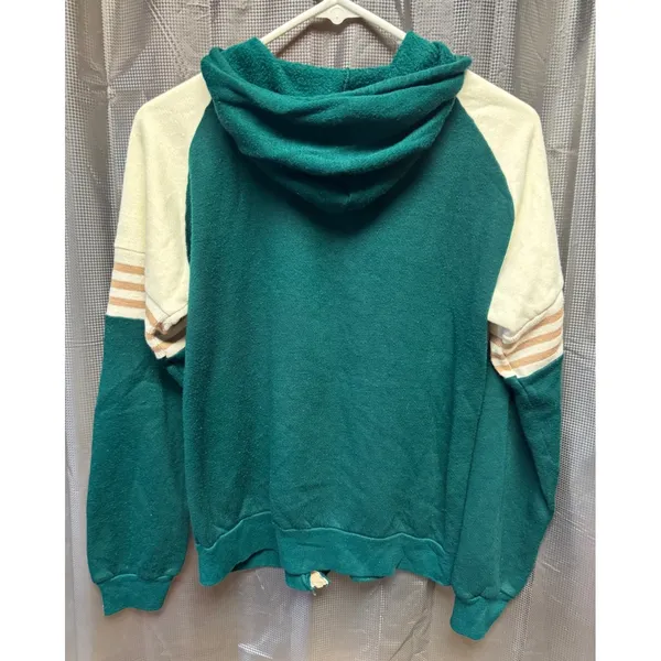 Vintage 70s Action Jacket Men' Size Med Made In USA Green Beige Zip Hood Retro - Image 7
