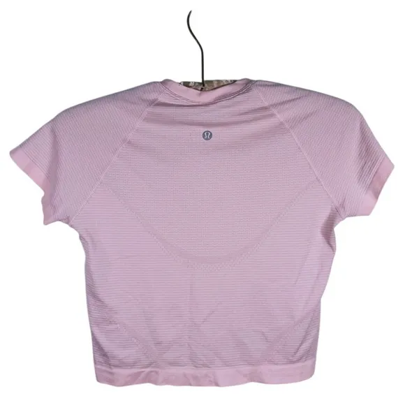 Lululemon Swiftly Tech Cropped Shirt Size 6 Pink Running Workout Athletic Gym - Image 3