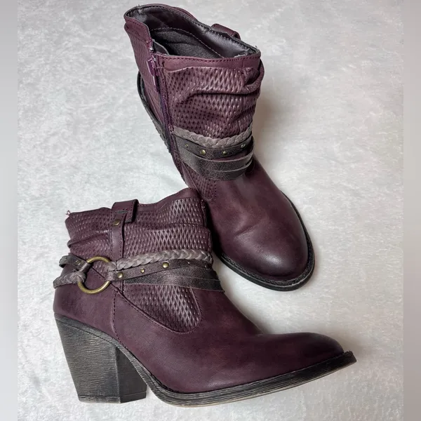 Maurices Burgundy Slouchy Boho Ankle Boots Size‎ 7.5 - Image 6