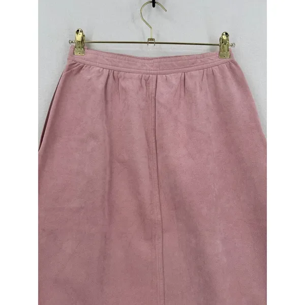 Vintage Blassport Bill Blass Ultrasuede Skirt 10 Pink A Line Midi 70s 80s Retro - Image 4