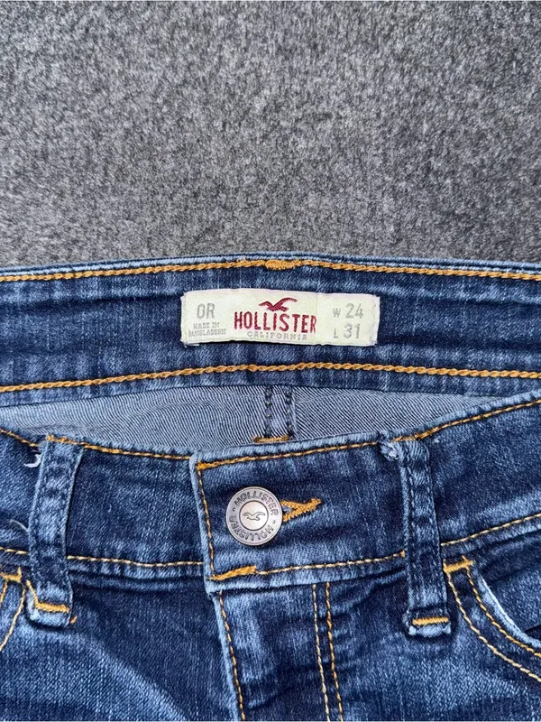 Hollister Low Rise Micro Mini Jean Booty Shorts Dark Wash Denim Sz 24 y2k grunge - Image 4