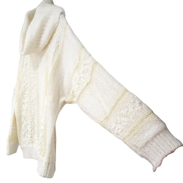 80s Vintage Le Chois Ivory Thick Knit Sweater Women's Size Large - Image 4