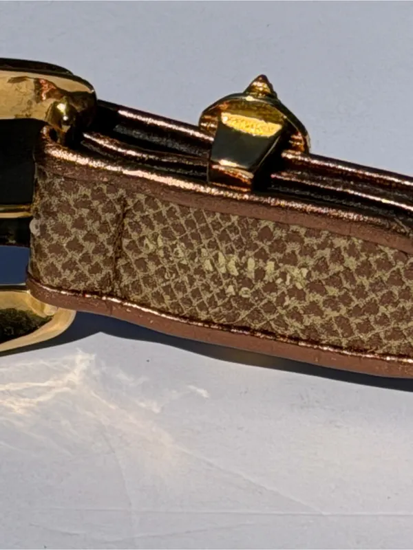 Vintage Western Snakeskin Print Studded Belt Bronze Gold Boho Size M - Image 5