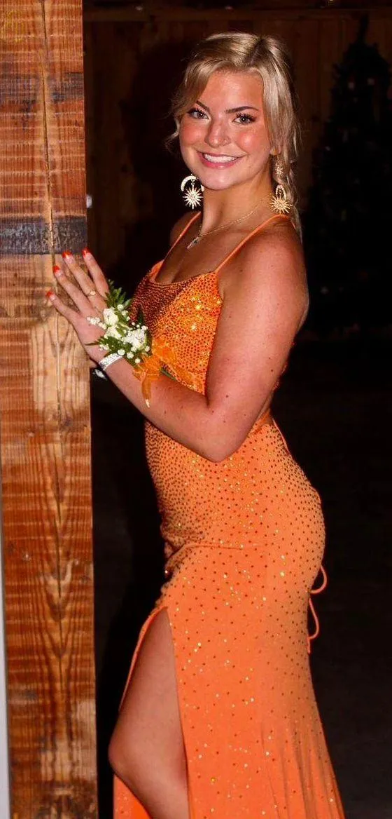 Ellie Wilde Orange Prom Dress - Image 5