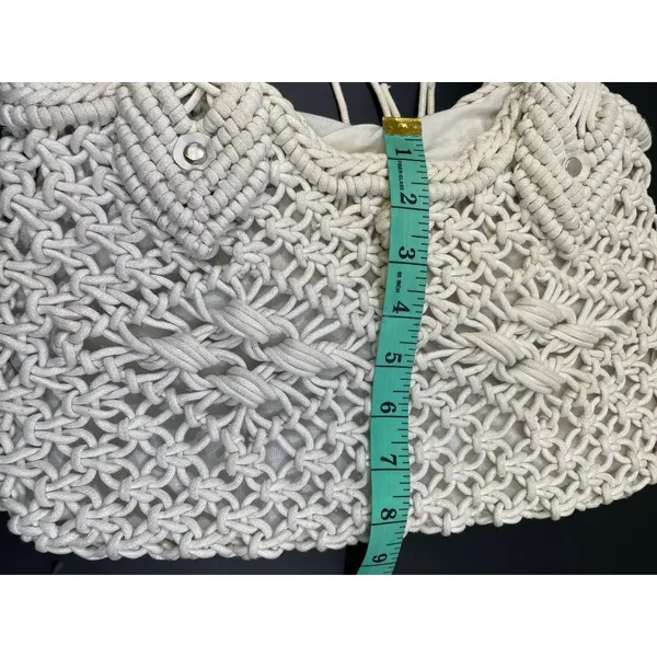 Women's Handmade Macrame/Crochet White Hand bag SKU 4278 - Image 9