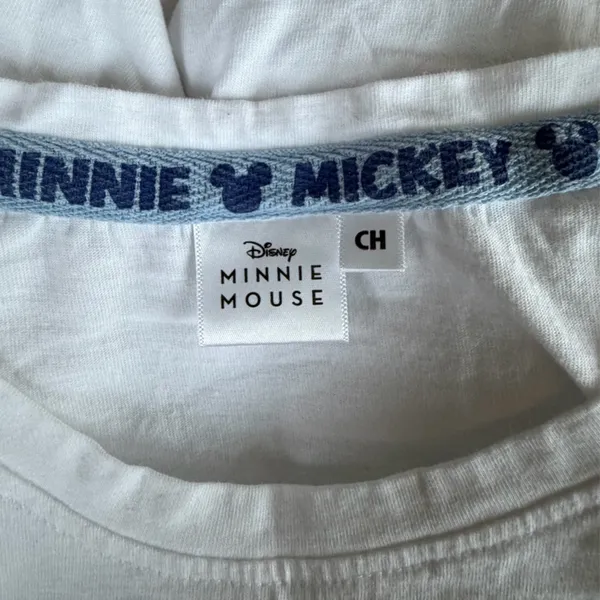 Disney White Tee with Blue Minnie Mouse Print - Image 4