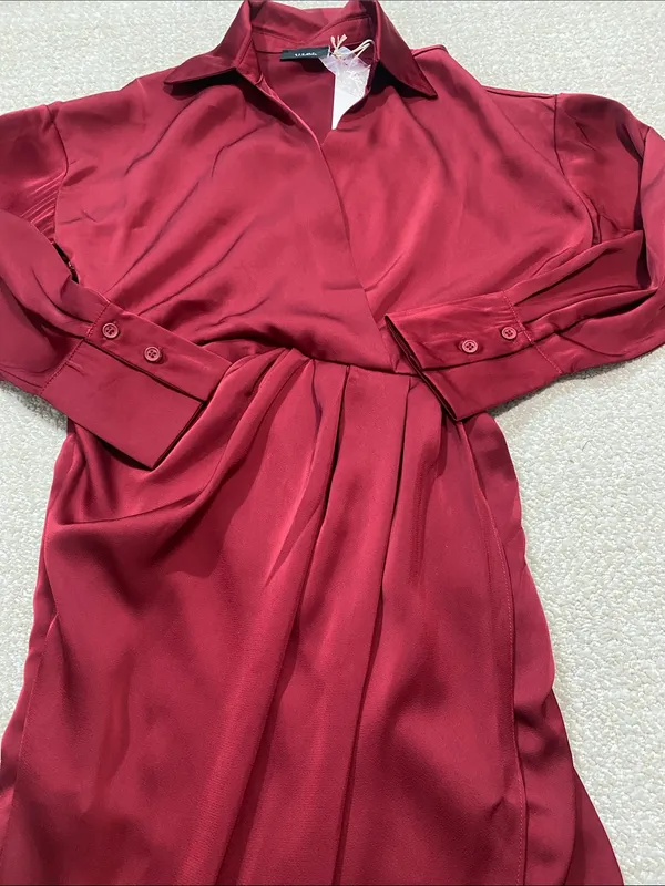 Vici Burgundy Satin Twist-Waist Midi Dress Size Xs - Image 13