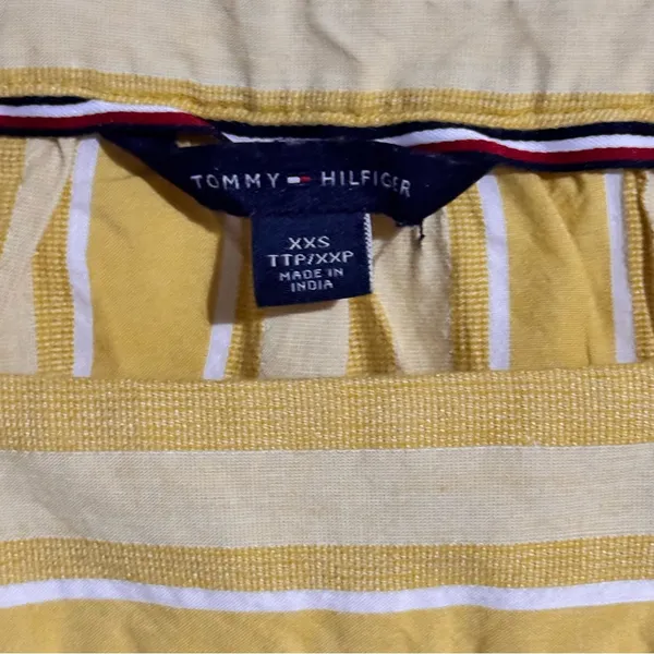 NWOT Tommy Hilfiger Mustard Yellow‎ Striped Flutter Sleeve Top - XXS - Image 9