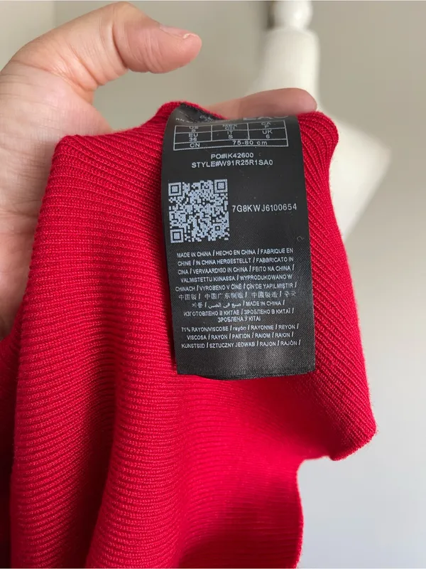 Guess Off-the-Shoulder Lace-Up Sweater in Red - Image 6