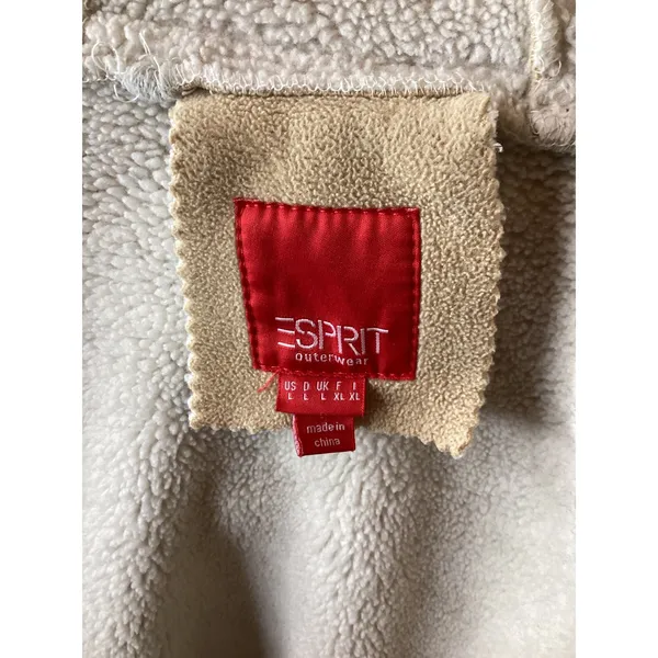 Esprit Sherpa Lined Hooded Jacket Beige Soft Fleece Full‎ Zip Women L - Image 5