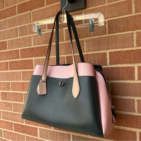 Coach Lora Carryall tote Colorblock in Pewter/Pine Green Aurora Multi Leather - Image 2