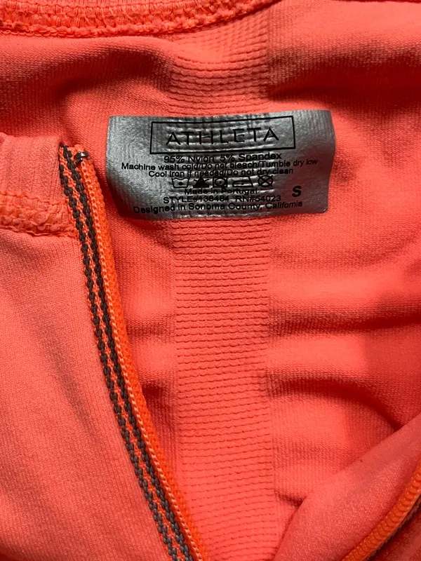 NEW Athleta Orange Fitted Long Sleeve Quarter Zip Active Workout Gym Shirt S - Image 4