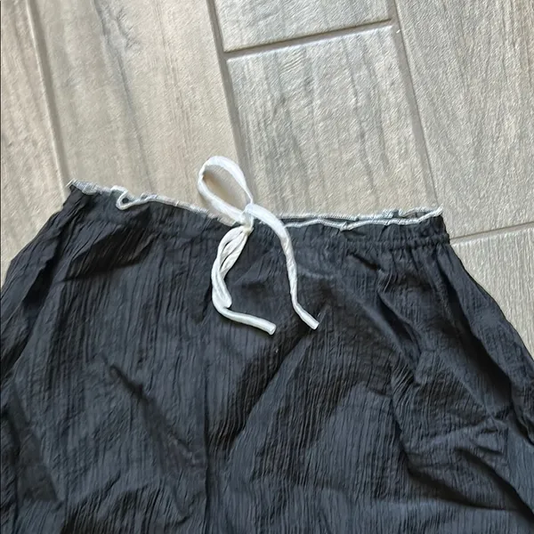 12th Tribe Black Maxi A-Line Skirt with Ruffled Tie Front - Image 5