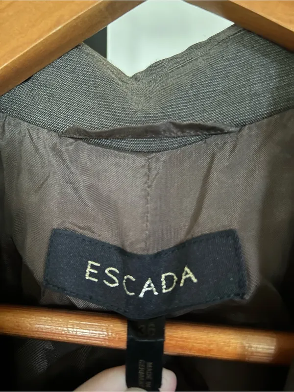 Escada Womens Pure New Wool Tailored Blazer Pants Suit Set Brown Size 36 (Small) - Image 4
