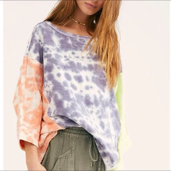 FREE PEOPLE We the Free Chasing the Sun Tie Dye Oversized Slouchy Tee Size XS - Image 5