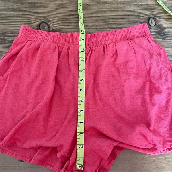 Linen Blend Pull On Shorts Coral Hibiscus by Wild Fable Size Small - Image 6