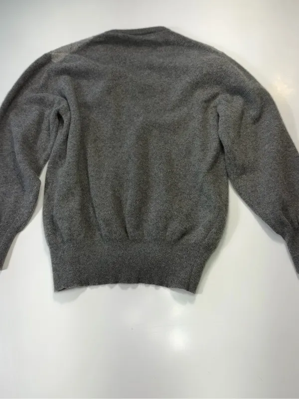 Belmondi Lamb and Angora Wool Gray & Cream Argyle V-Neck Sweater Size Small - Image 7