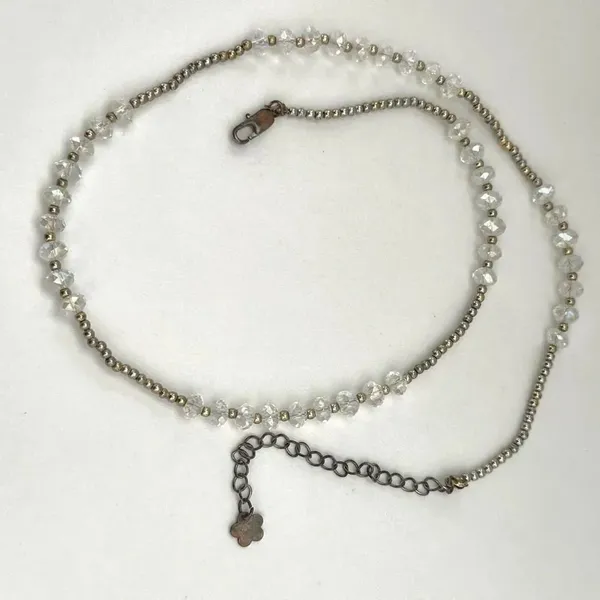 Silver tone clear crystal beaded necklace - Image 8