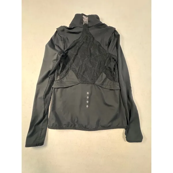 Merrell Womens‎ Black Full Zip Athletic Jacket Mesh Back Thumbholes Mock Neck - Image 2