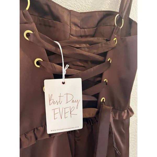 Show Me Your Mumu Lady Corset Dress in Chocolate Luxe Satin M NWT - Image 6