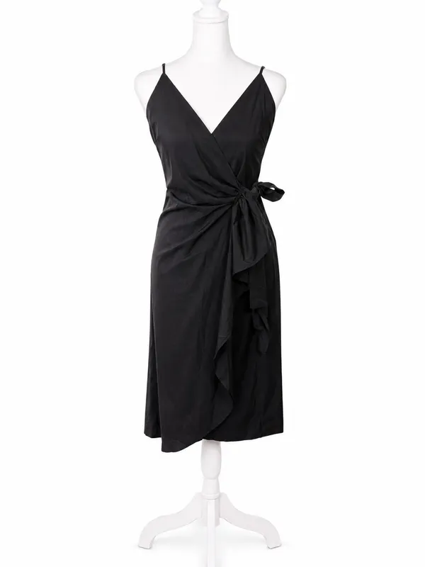 Cupshe Black V-Neck Wrap Midi Dress with Tie Waist - Image 7