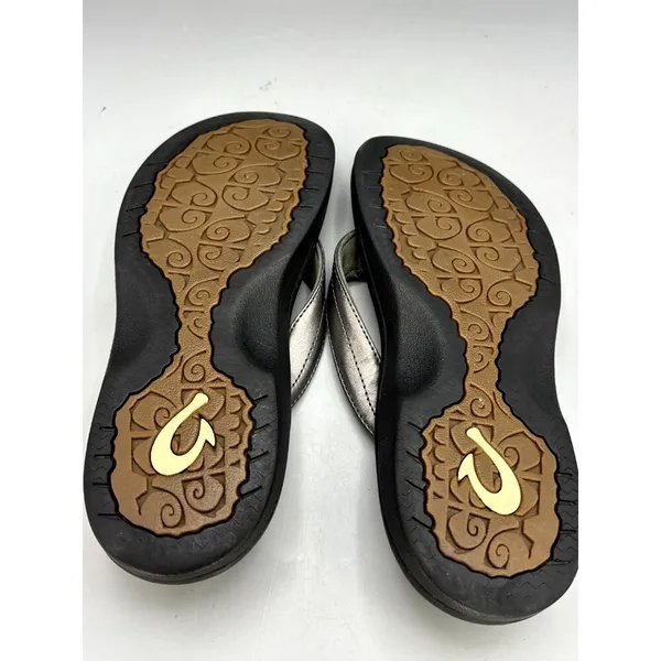 Olukai Ohana Water-Friendly Thong Sandals Women’s US 8 Silver Slip On Flip Flop - Image 9