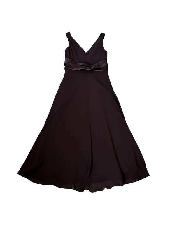 Jones Studio A-Line Midi Dress Satin Waist Bow Tie Flowy Hem Y2K Whimsigoth - Image 6