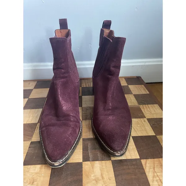 COACH Bowery Chelsea Bootie $395 Bordeaux Ankle Boot Metallic REXY size‎ 7 - Image 2