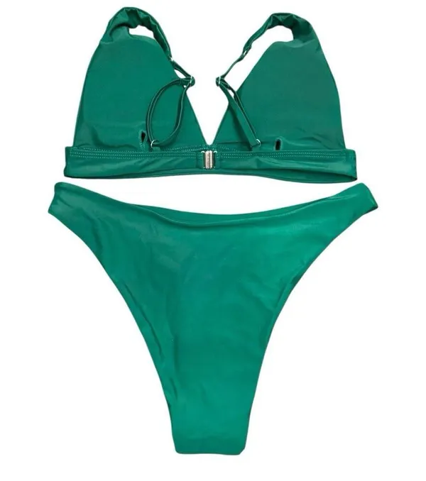 NWOT Forest Green Triangle High Cut Bikini Swimsuit Women’s Size Small - Image 2