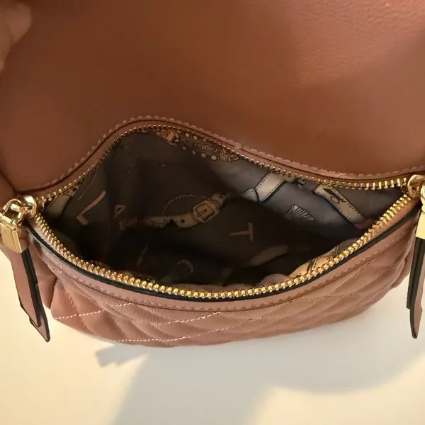 Quilted Pink Gold Mini Backpack Convertible Crossbody Straps Pockets Y2K - Image 6