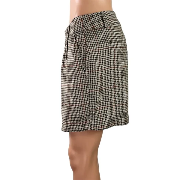 Free People Women's Beige Houndstooth Pleated High Rise Mini Shorts Size 2 - Image 2