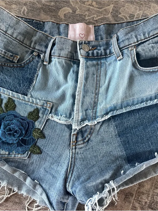 REVICE Light Blue Denim Jeans with patches - Image 2