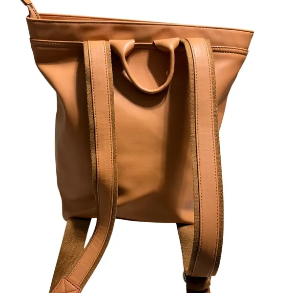 Mark And Graham Vegan Leather Backpack Top Zipper Camel - Image 4
