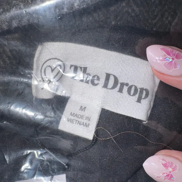 The Drop Women's Grey Herringbone Double Breasted Belted Long‎ Overcoat M - Image 4