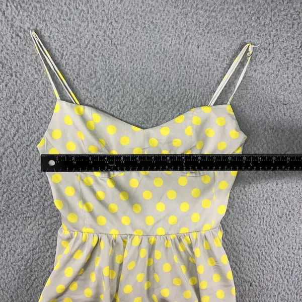Zara Polka Dot Peplum Top Women S‎ Yellow Grey Sweetheart Bustier Cami Retro Pinup - Image 4