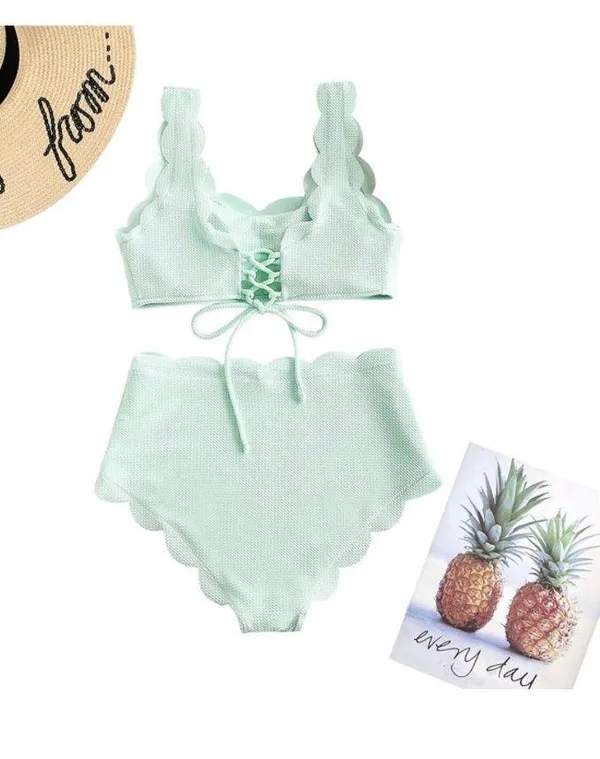 Mint Scalloped Swimsuit Blue Size M - Image 2