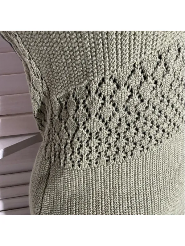 Y2K mini dress sage green crocheted cotton boho fairy backless festival grunge L - Image 10