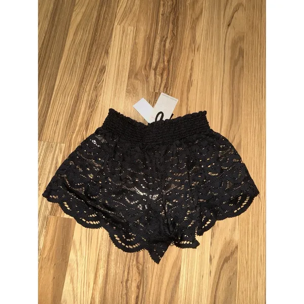 Miken NEW Women's Small Lace Swim Shorts Cover Up Small Grey‎ Swimwear Beach - Image 4