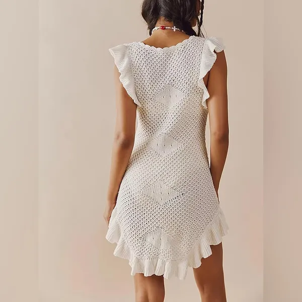 FP Beach Free People Ruffle Knit Mini Dress Woman’s Size X-Large - Image 12