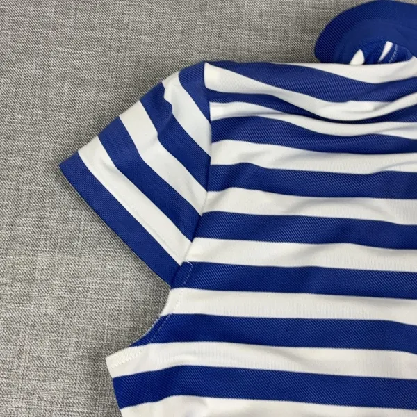 RLX Ralph Lauren Polo Womens S Blue Striped Short‎ Sleeve Collared Snap - Image 11