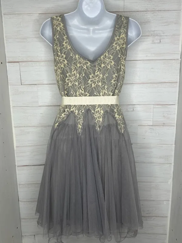 NWT Ryu by Anthropologie Gray/Ivory Lace Bodice Tulle Dress Size Small - Image 3